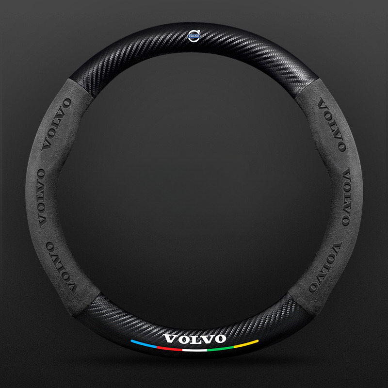 TrackVibe | Černý potah volantu z karbonového semiše – protiskluzový a odolný proti opotřebení