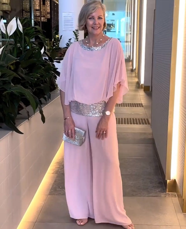 Elegantní dvoudílná sada Colorblock s flitry-TAB