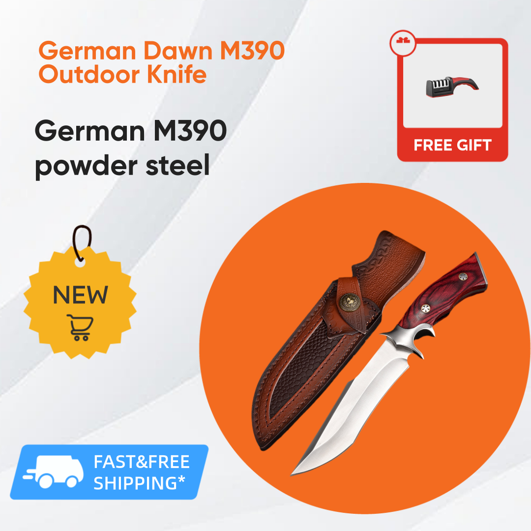 🔥Nůž German Dawn M390 s dřevěnou rukojetí a krátkou rukojetí