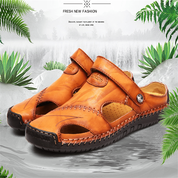 Pánské prodyšné outdoorové sandály z měkké kůže ve velké velikosti👨