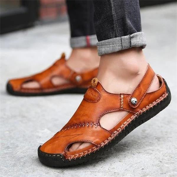 Pánské prodyšné outdoorové sandály z měkké kůže ve velké velikosti👨