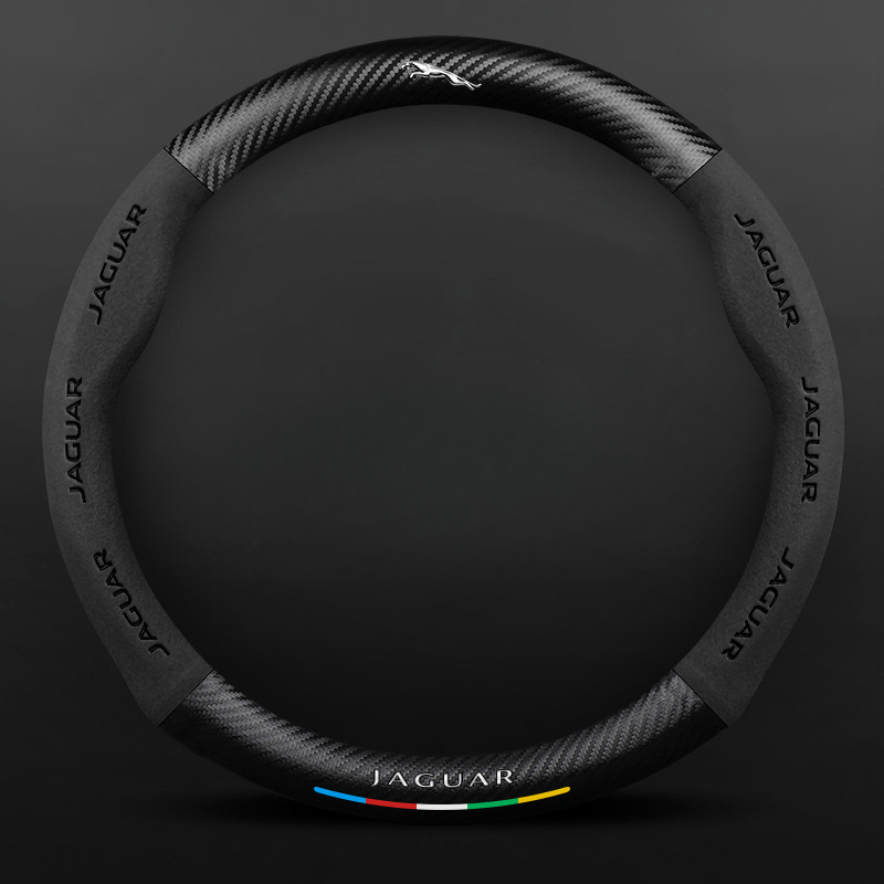TrackVibe | Černý potah volantu z karbonového semiše – protiskluzový a odolný proti opotřebení