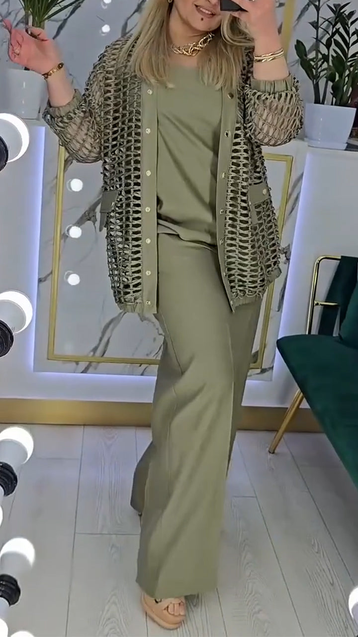Dámský třídílný dutý oblek na dojíždění