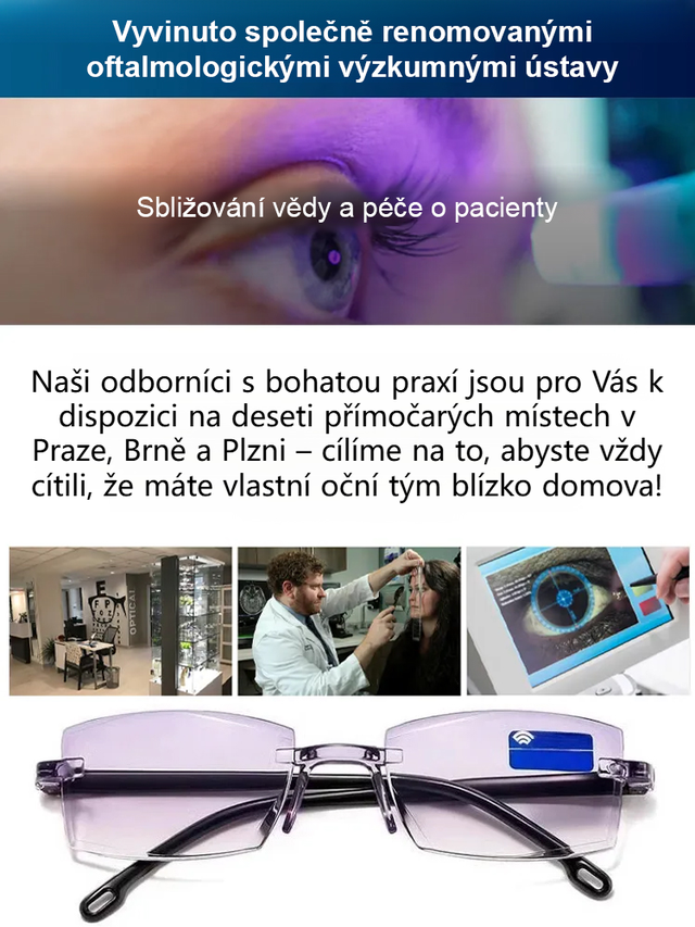Inteligentní high-tech brýle na čtení odolné proti záření