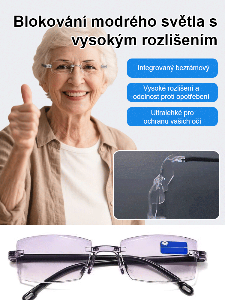 Inteligentní high-tech brýle na čtení odolné proti záření