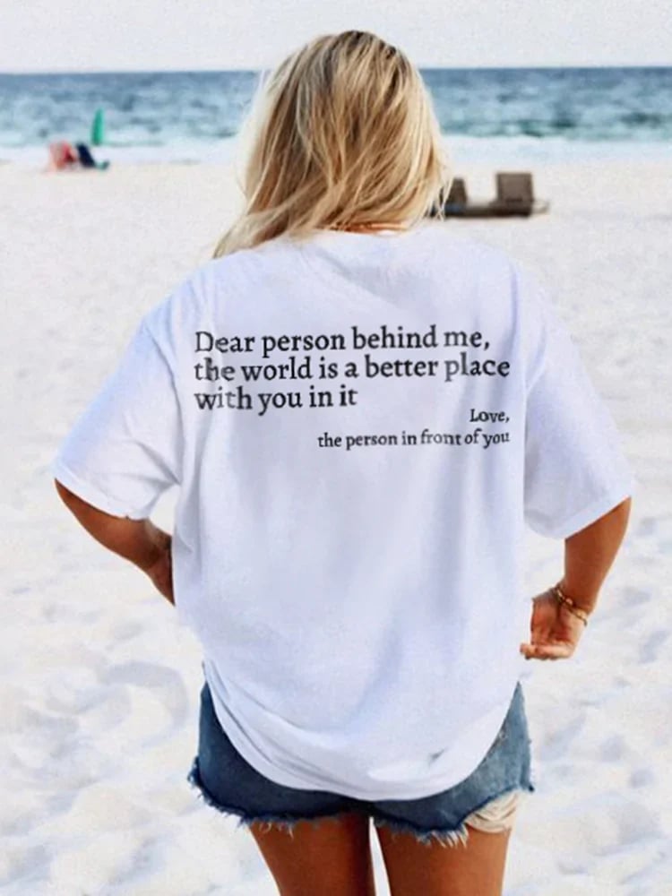 💥Nové unisex tričko s potiskem "Dear Person Behind Me" ve velké velikosti z roku 2025