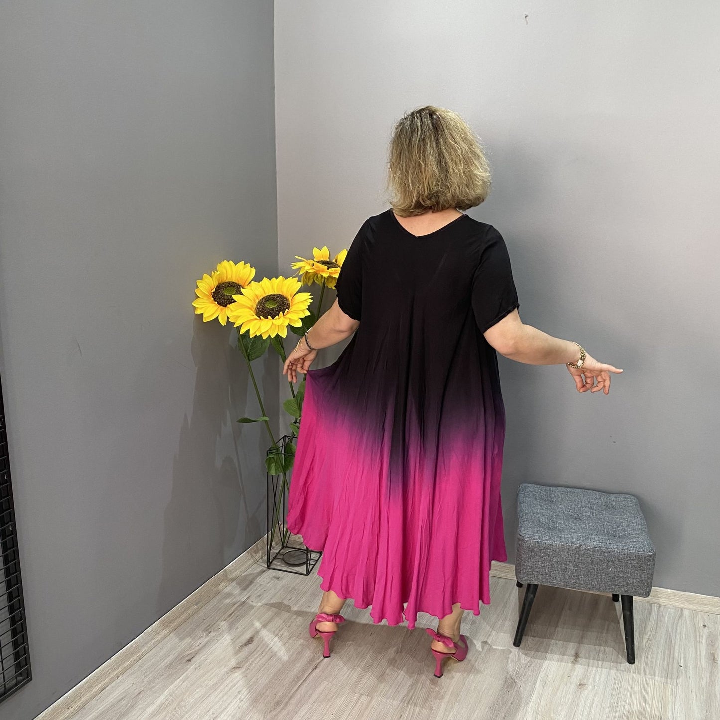 👗 Italské ležérní maxi šaty s gradientní barvou-TAB