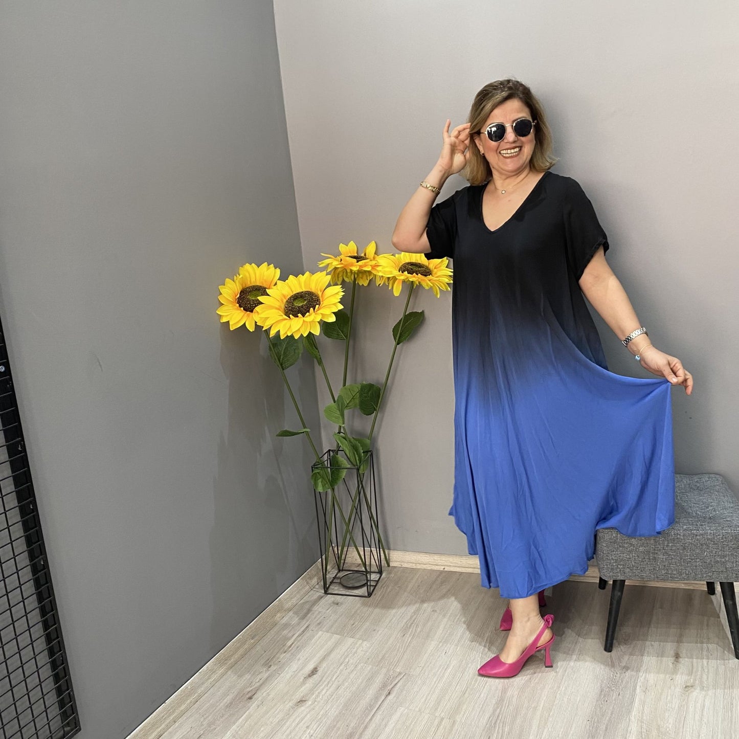 👗 Italské ležérní maxi šaty s gradientní barvou-TAB
