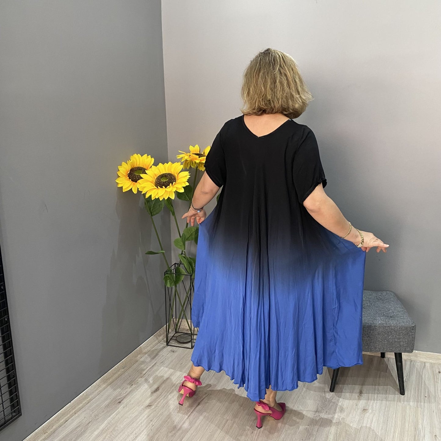 👗 Italské ležérní maxi šaty s gradientní barvou-TAB
