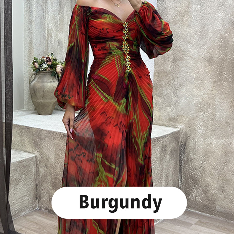 ✨【Zhublující kouzelník】Dámské šaty bez ramínek✨ | Atraktivní design bez ramínek | Plisované detaily | Výstřih s rozparkem, pohodlné dlouhé rukávy