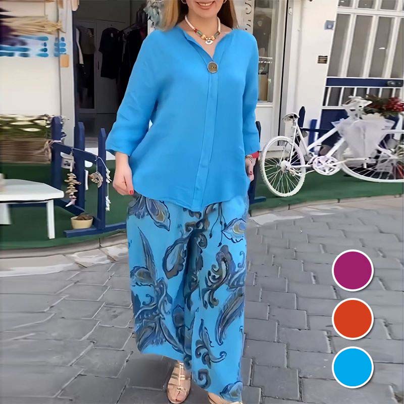 💖 Dámské ležérní top a široké kalhoty s dlouhým rukávem ✨