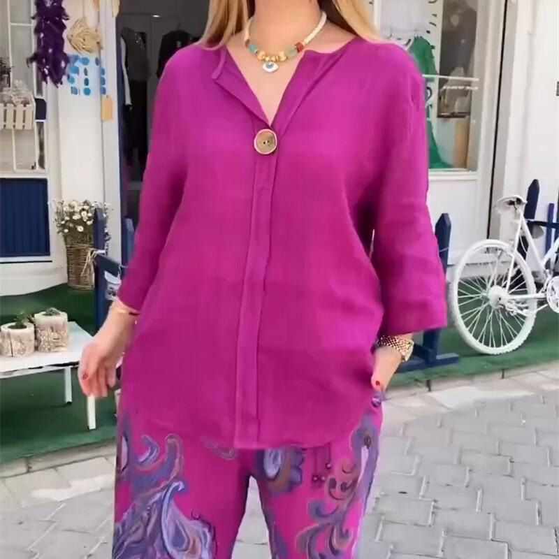 💖 Dámské ležérní top a široké kalhoty s dlouhým rukávem ✨