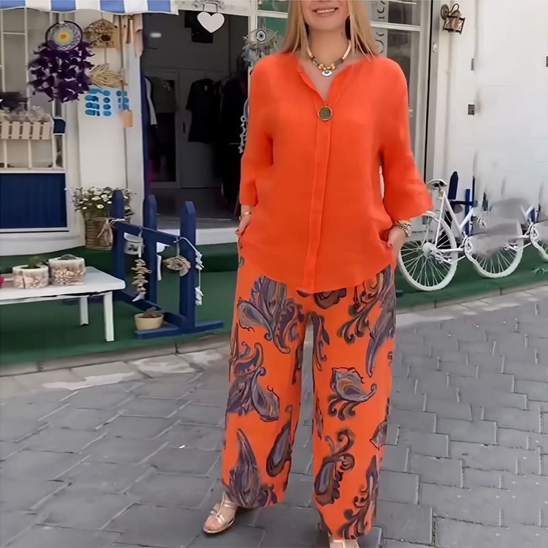 💖 Dámské ležérní top a široké kalhoty s dlouhým rukávem ✨