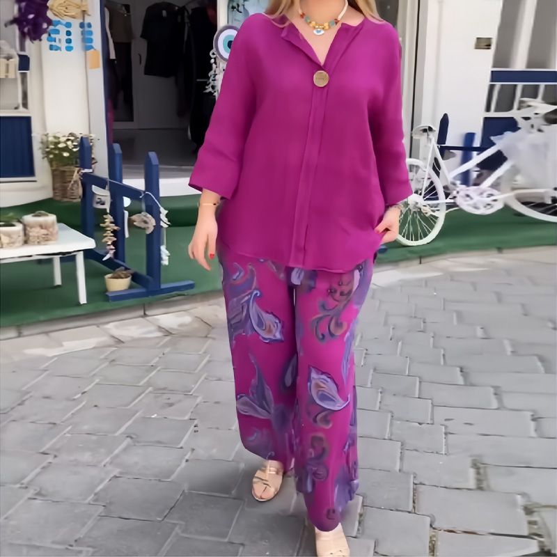 💖 Dámské ležérní top a široké kalhoty s dlouhým rukávem ✨