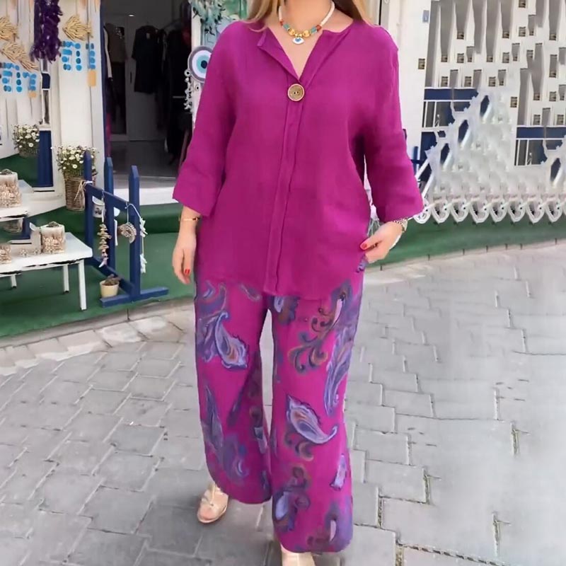 💖 Dámské ležérní top a široké kalhoty s dlouhým rukávem ✨