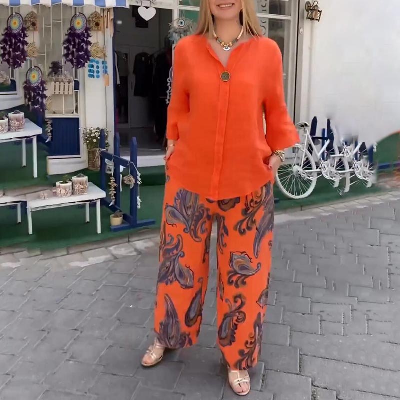 💖 Dámské ležérní top a široké kalhoty s dlouhým rukávem ✨
