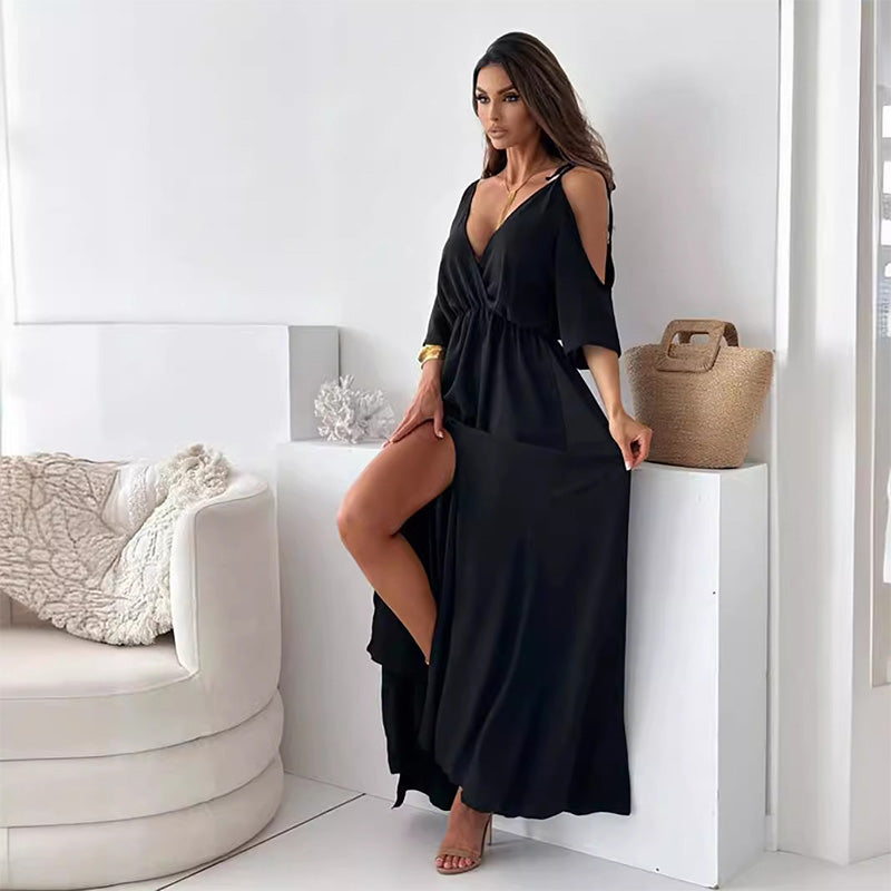 【💖Nové produkty 2025】👗Elegantní, sexy šaty pro ženy s špičatým výstřihem