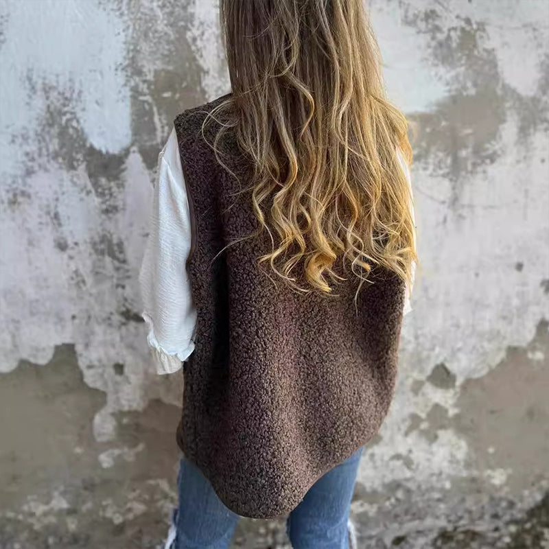 💖 Dámská teplá podzimní vesta na knoflíky