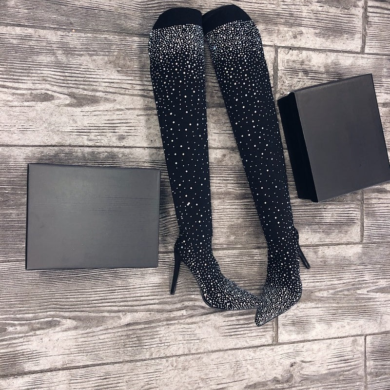 【✨ Nové produkty 2025】👢Dámské vysoké boty s lesklým kamínkem