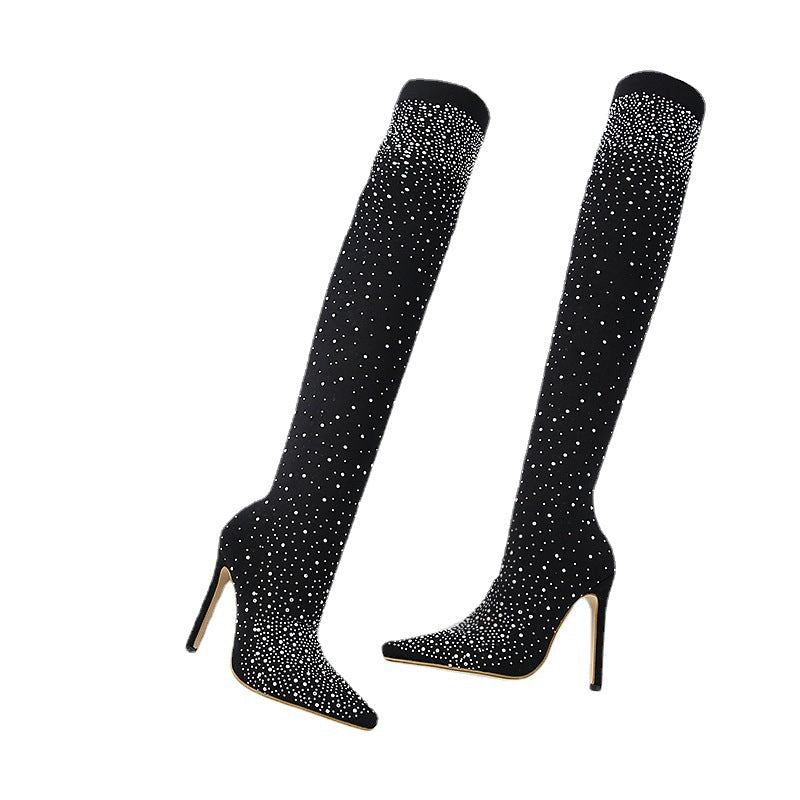 【✨ Nové produkty 2025】👢Dámské vysoké boty s lesklým kamínkem