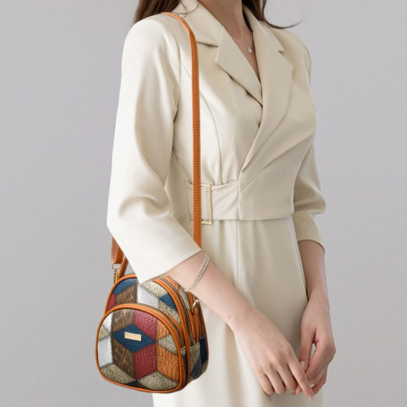 Dámská crossbody kabelka s vintage geometrickým vzorem