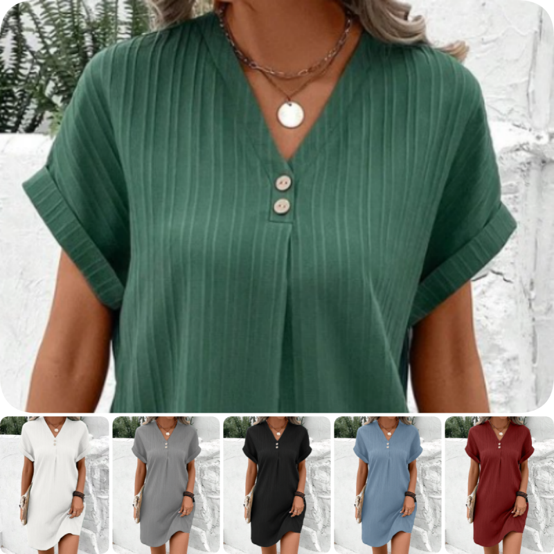【M-3XL】🍃Jednobarevné šaty ze směsi bavlny a lnu s knoflíky