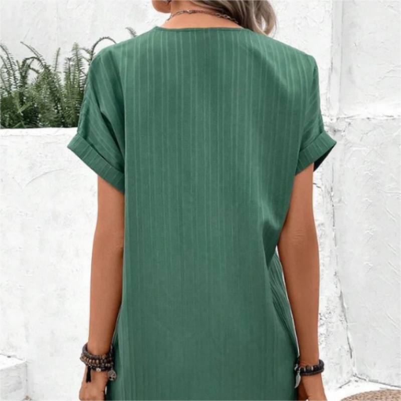 【M-3XL】🍃Jednobarevné šaty ze směsi bavlny a lnu s knoflíky