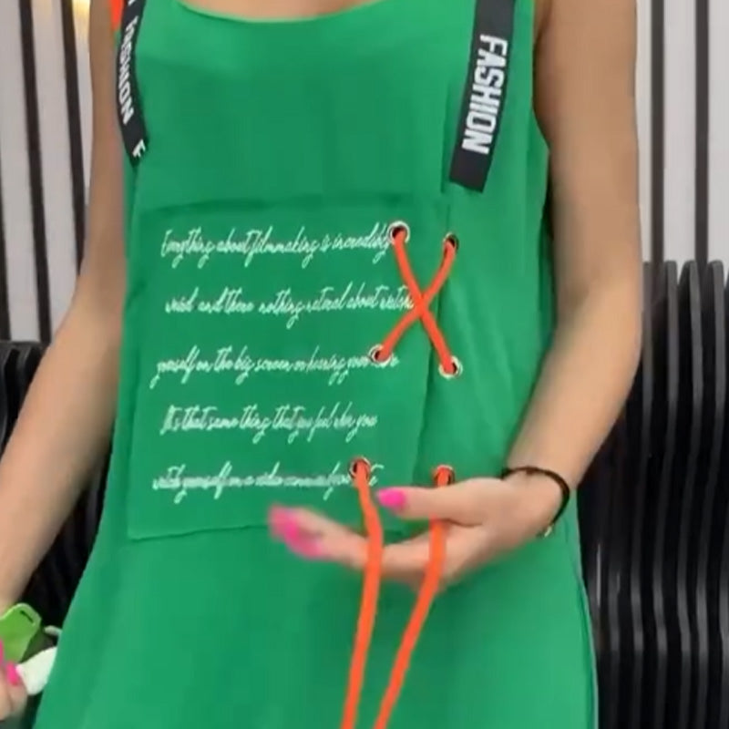 Dámské ležérní šaty bez rukávů s potiskem
