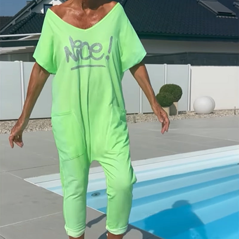💖 【S~5XL】 S kapsami Dámské tištěné dopis Plus velikost příležitostné kombinéza