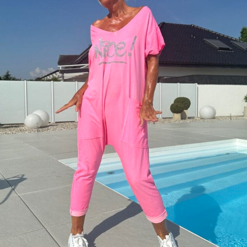 💖 【S~5XL】 S kapsami Dámské tištěné dopis Plus velikost příležitostné kombinéza