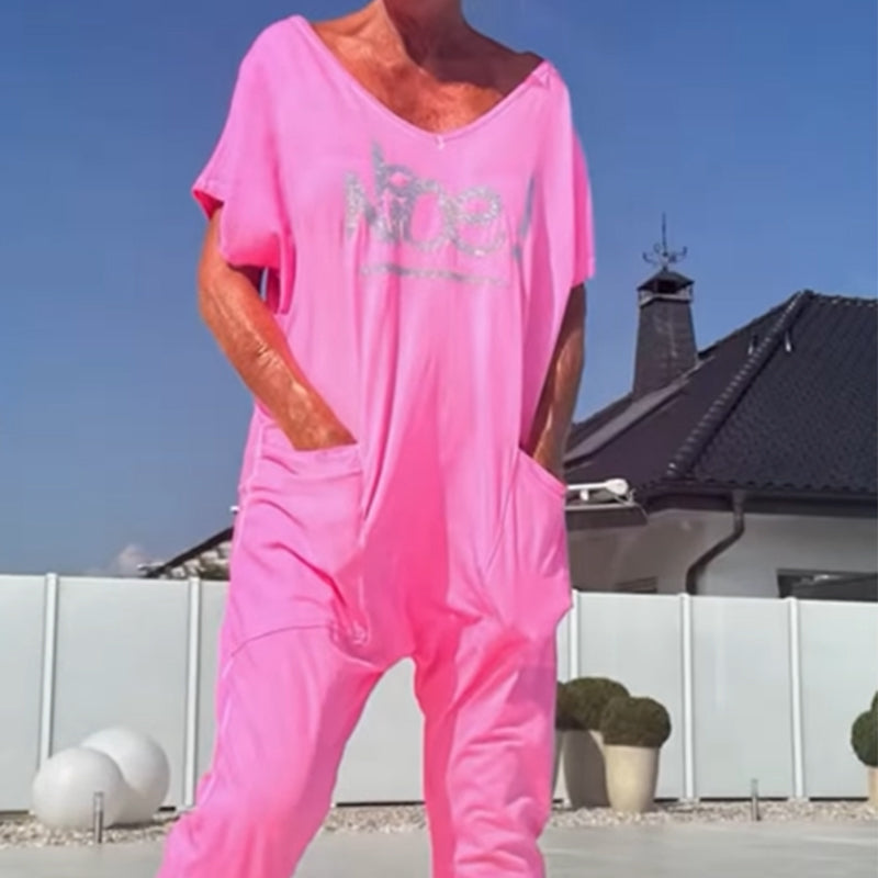 💖 【S~5XL】 S kapsami Dámské tištěné dopis Plus velikost příležitostné kombinéza