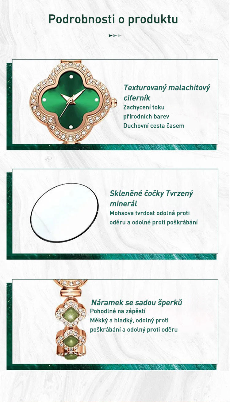 Smaragdový náramek s jetelem pro ženy
