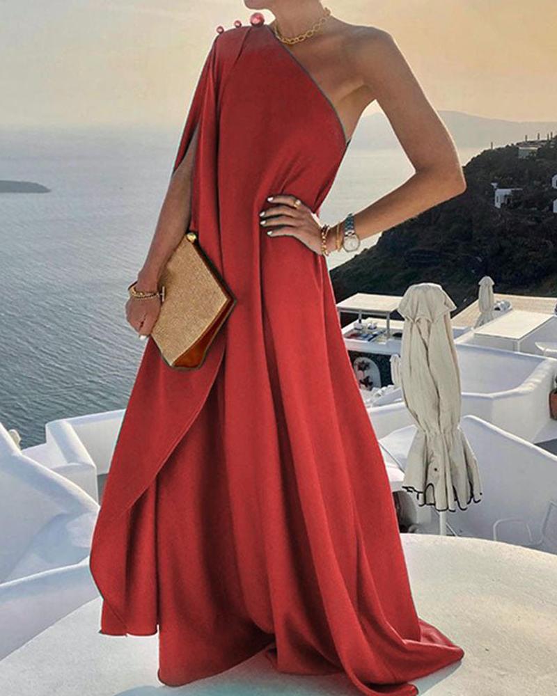 One Shoulder Loose Cropped Long Dress