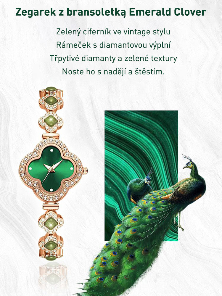 Smaragdový náramek s jetelem pro ženy