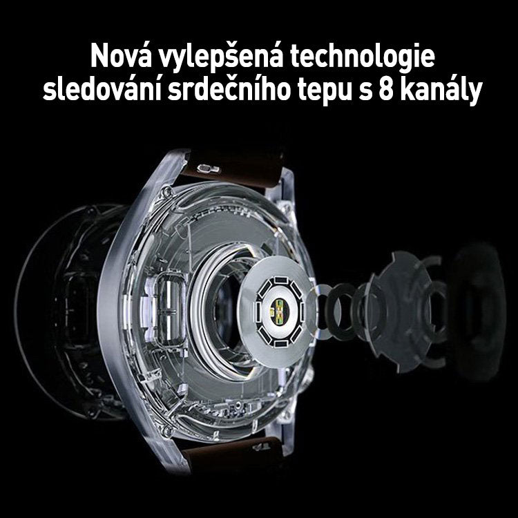 Chytré hodinky pro bezbolestné sledování hladiny glukózy v krvi s telefonem Bluetooth.