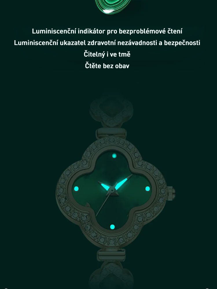 Smaragdový náramek s jetelem pro ženy