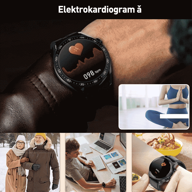 Chytré hodinky pro bezbolestné sledování hladiny glukózy v krvi s telefonem Bluetooth.