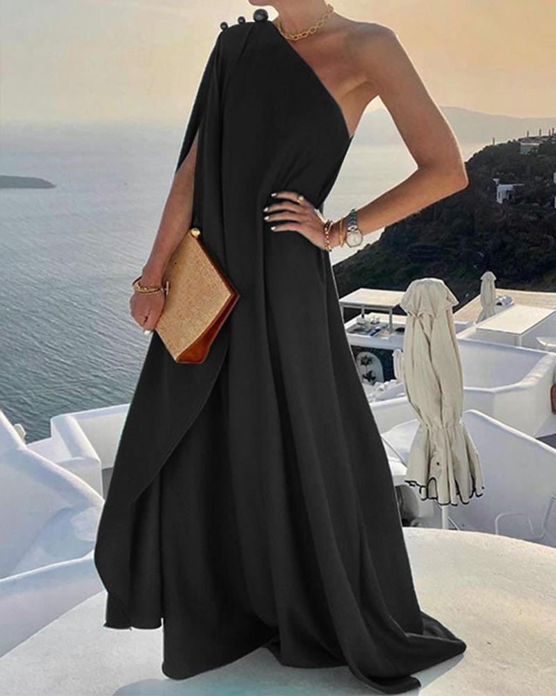 One Shoulder Loose Cropped Long Dress