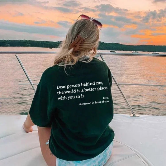 💥Nové unisex tričko s potiskem "Dear Person Behind Me" ve velké velikosti z roku 2025