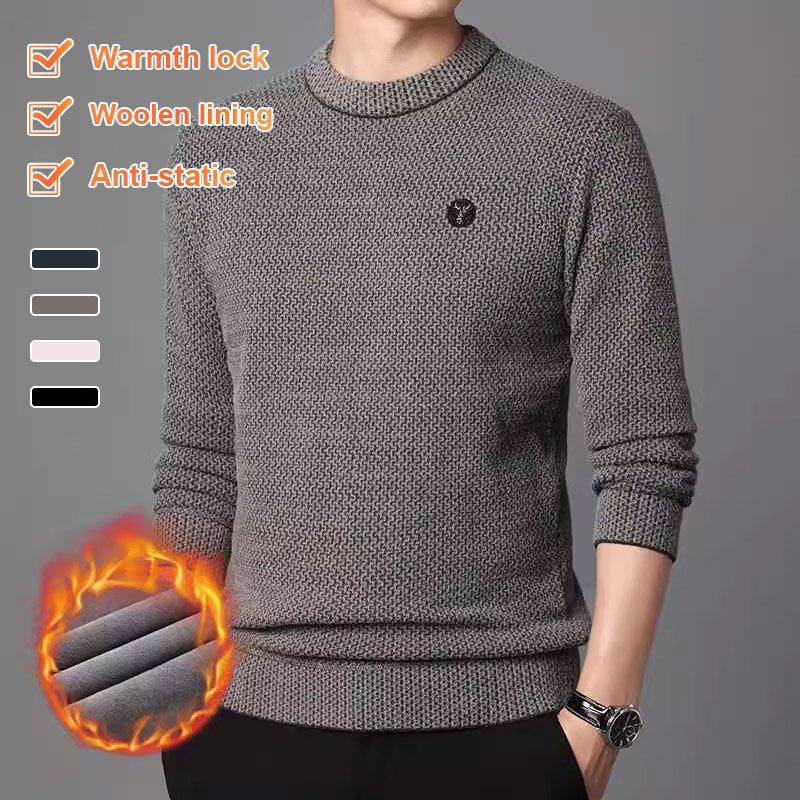 ✨ Halenka s kulatým výstřihem pro muže, teplá, pohodlná, vycpaná - perfektní dárek🎁