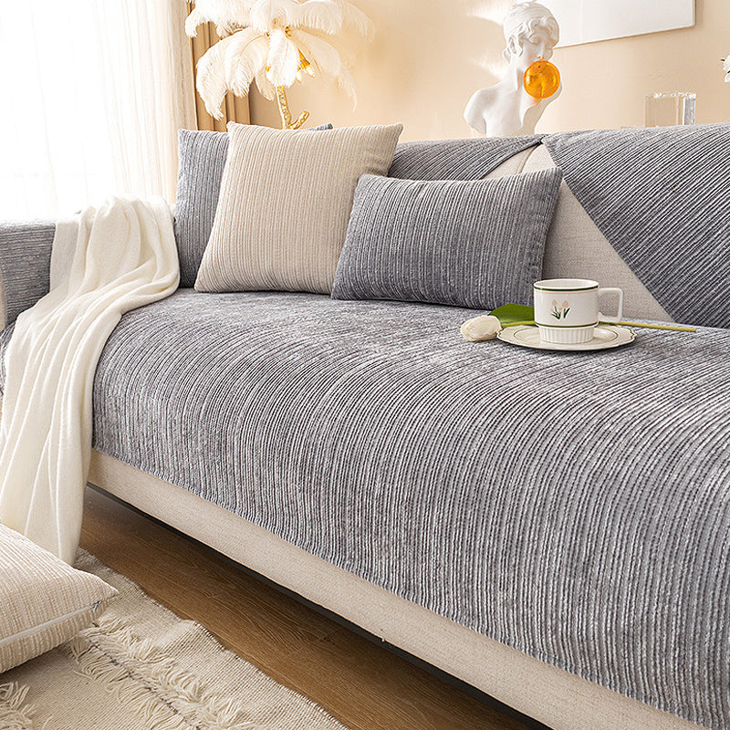 Potah Pousbo®Sofa v šenilové tkanině ve tvaru rybí kosti