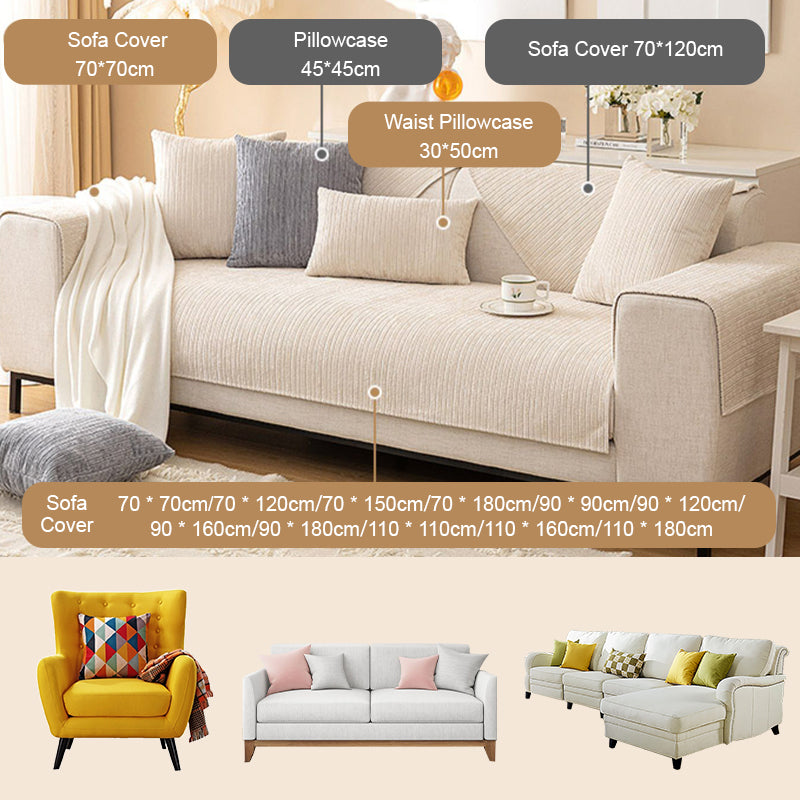 Potah Pousbo®Sofa v šenilové tkanině ve tvaru rybí kosti