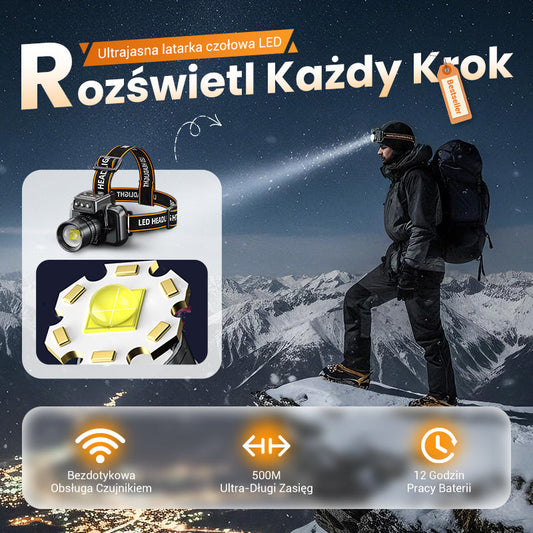 🔥Mocna latarka czołowa o bardzo długiej żywotności