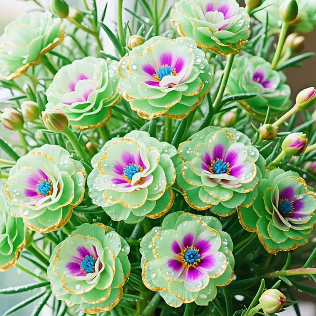 Złota koronka Portulaca🌸✨ Wspaniałe podwójne kwiaty dla bezproblemowego letniego koloru