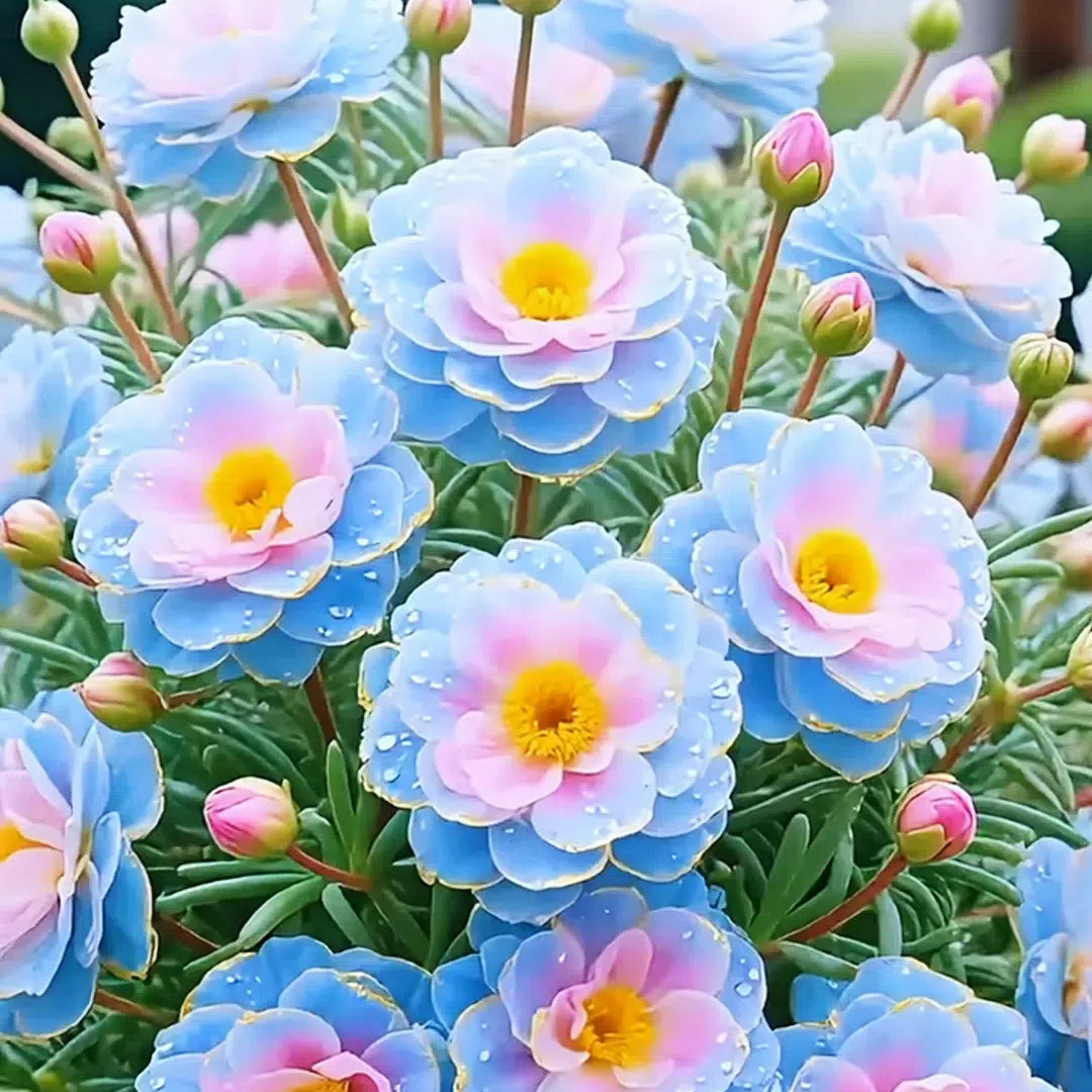 Złota koronka Portulaca🌸✨ Wspaniałe podwójne kwiaty dla bezproblemowego letniego koloru