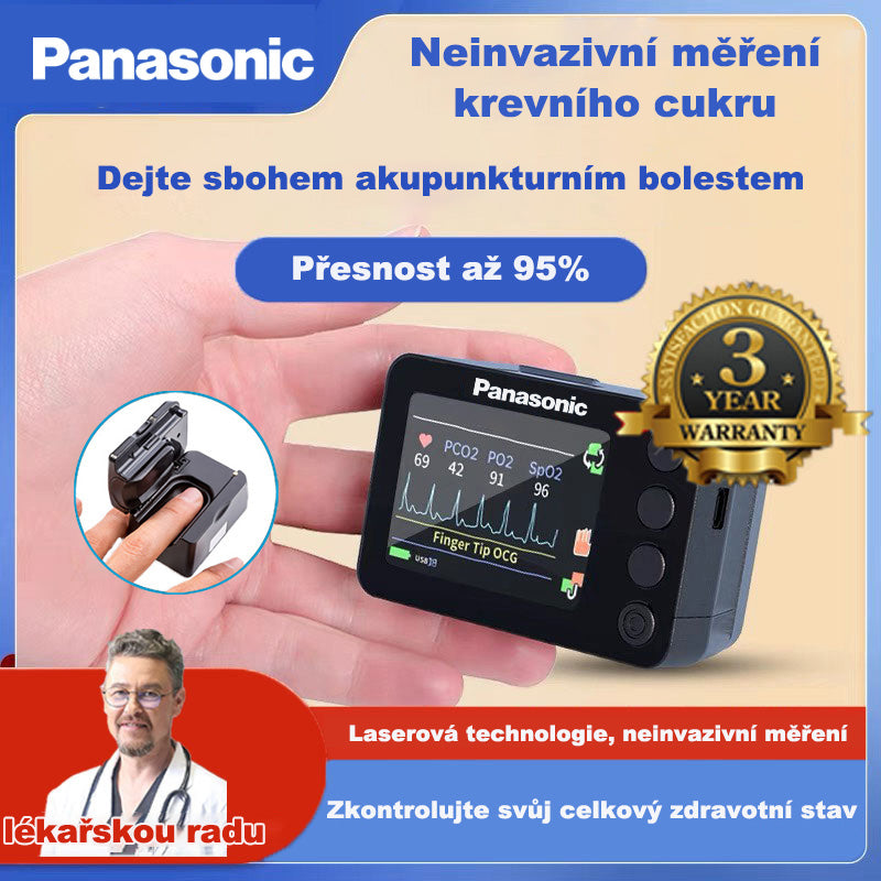 Neinvazivní a bezbolestný monitor glukózy, krevního tlaku a kyslíku v krvi od společnosti Panasonic