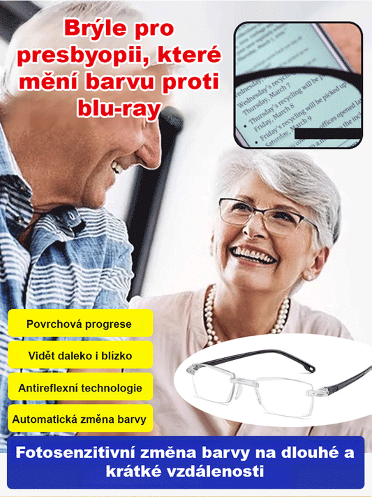 SL-Brýle na čtení měnící barvu proti modrému světlu