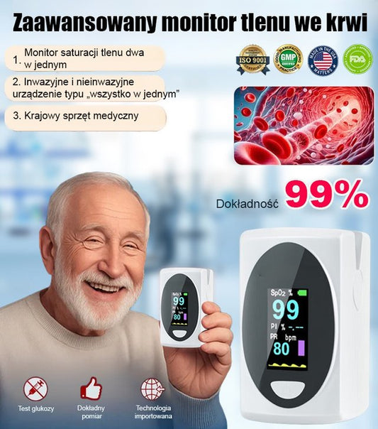 Zaawansowany pulsoksymetr z dokładnością 99%.