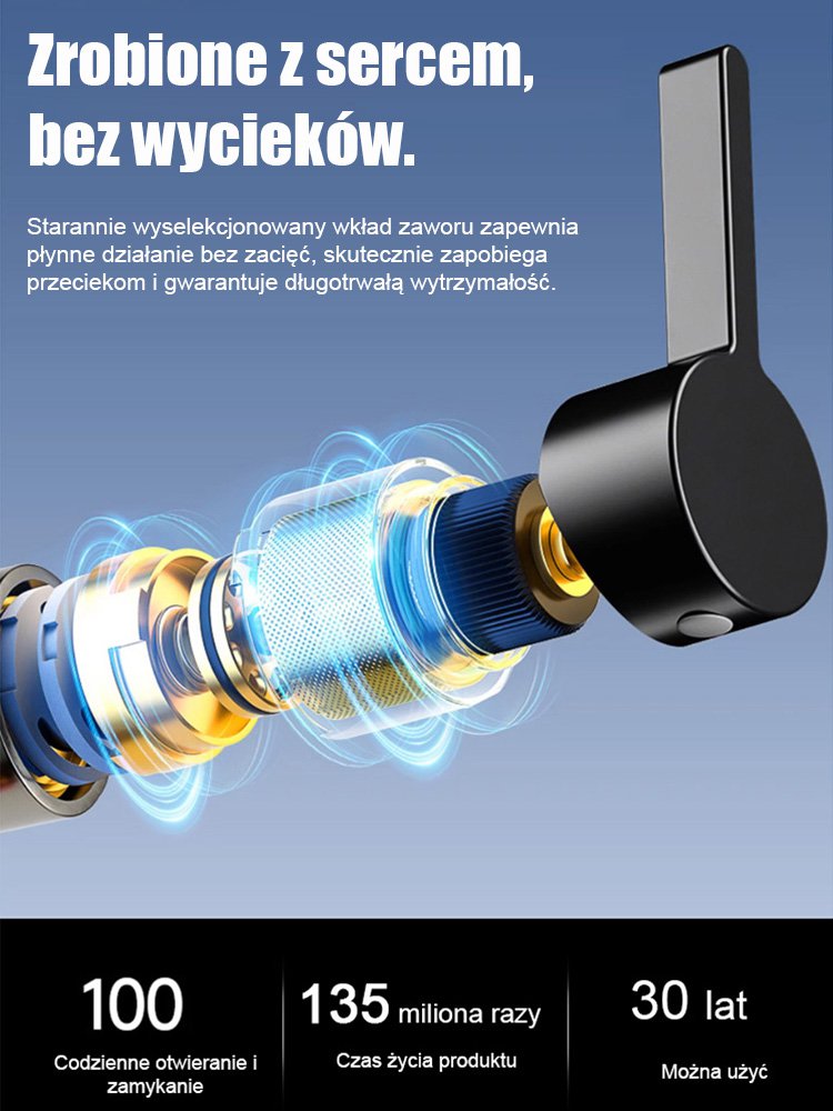 Nowo zmodernizowana obrotowa bateria ze stali nierdzewnej z ramieniem mechanicznym.