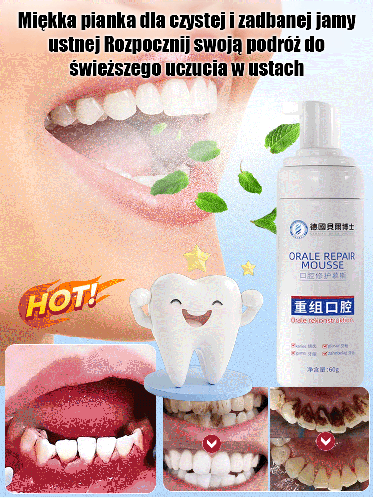 Medyczna pianka regeneracyjna do jamy ustnej klasy medycznej